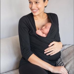 Seraphine Black Skin to Skin Wrap Top-Large